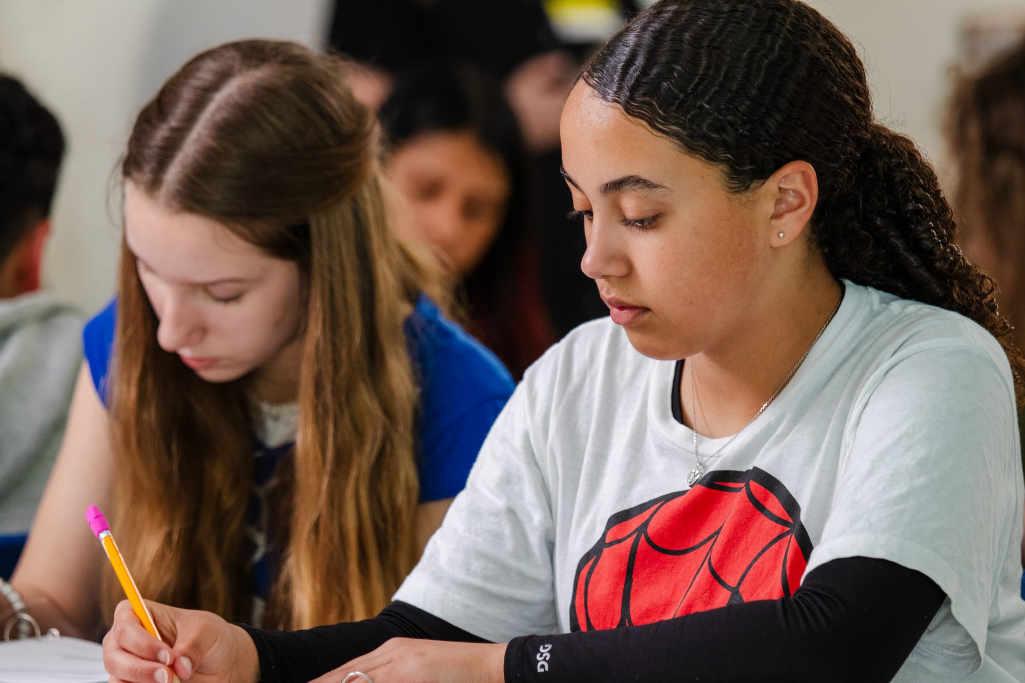 High school student in a CommonLit 360 classroom