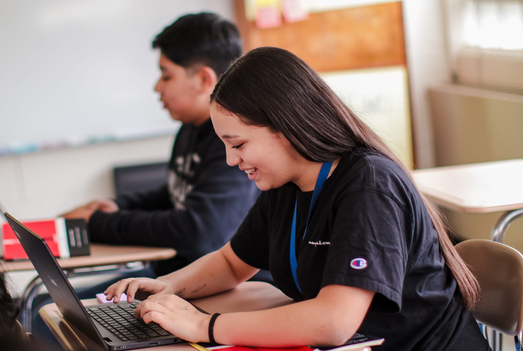 High school student in a CommonLit 360 classroom