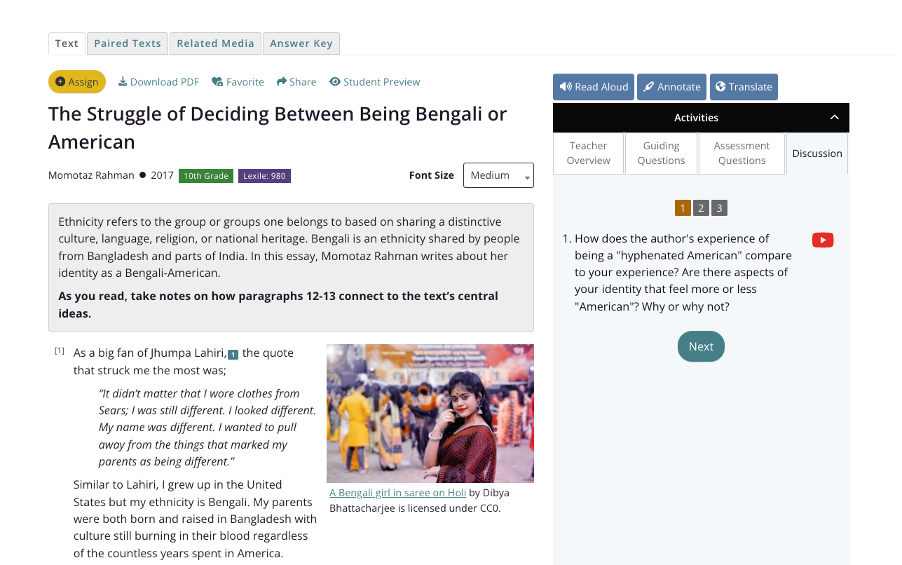 “The Struggle of Deciding Between Being Bengali or American” by Momotaz Rahman (10th Grade)
