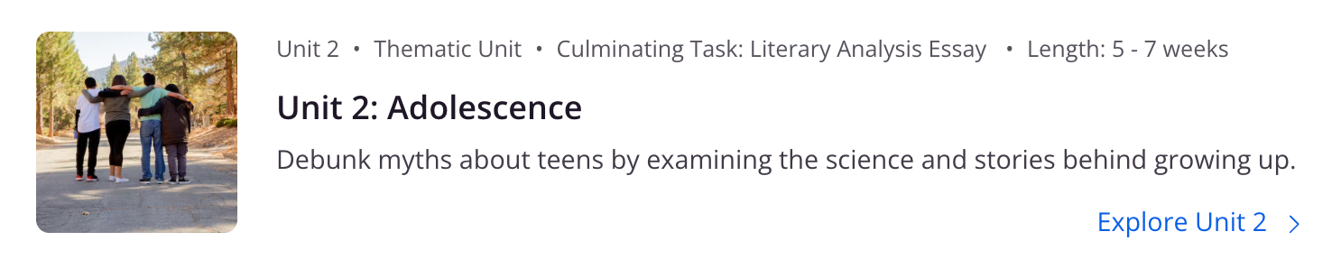 CommonLit 360 Unit 2 for 7th Grade called "Adolescence."