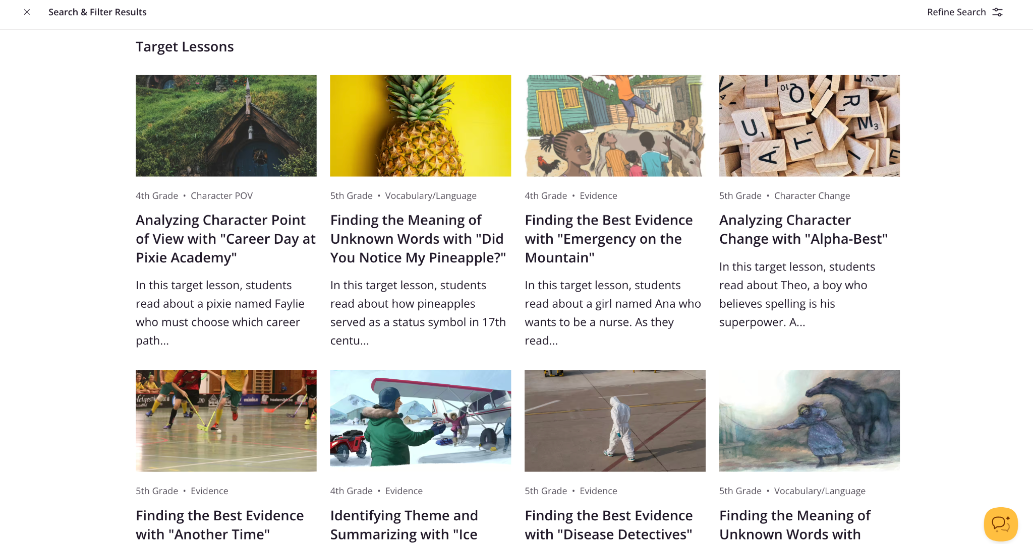 A screenshot of Target Lessons in CommonLit's Digital Library