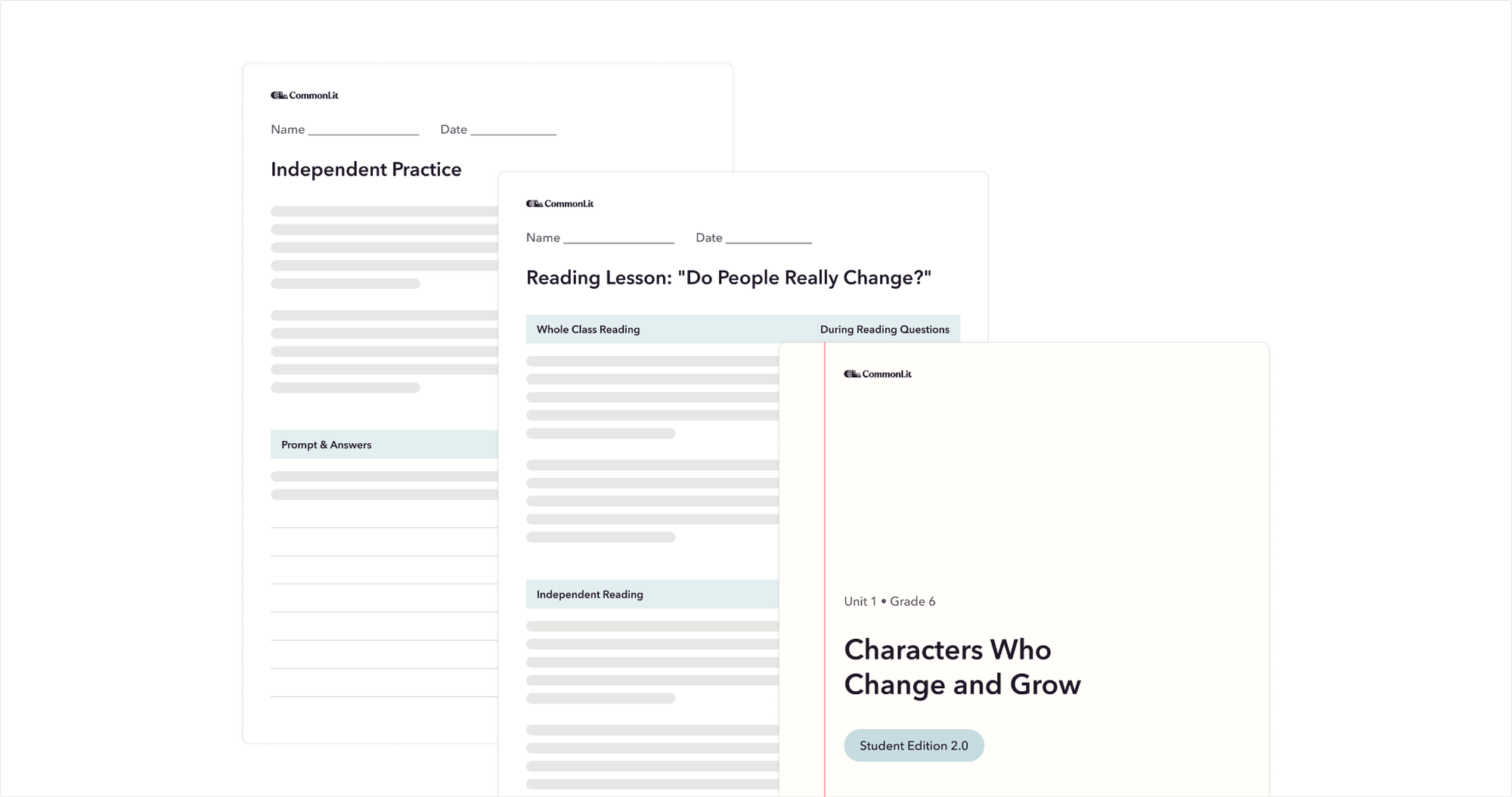 Sample of a CommonLit workbook lesson.