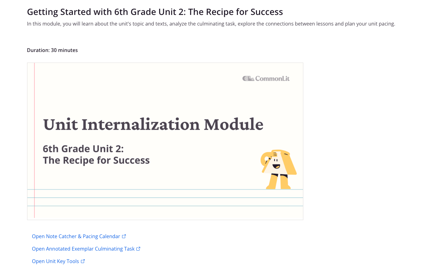 Unit-Specific Internalization Module for CommonLit 360 Unit 2 of 6th grade.