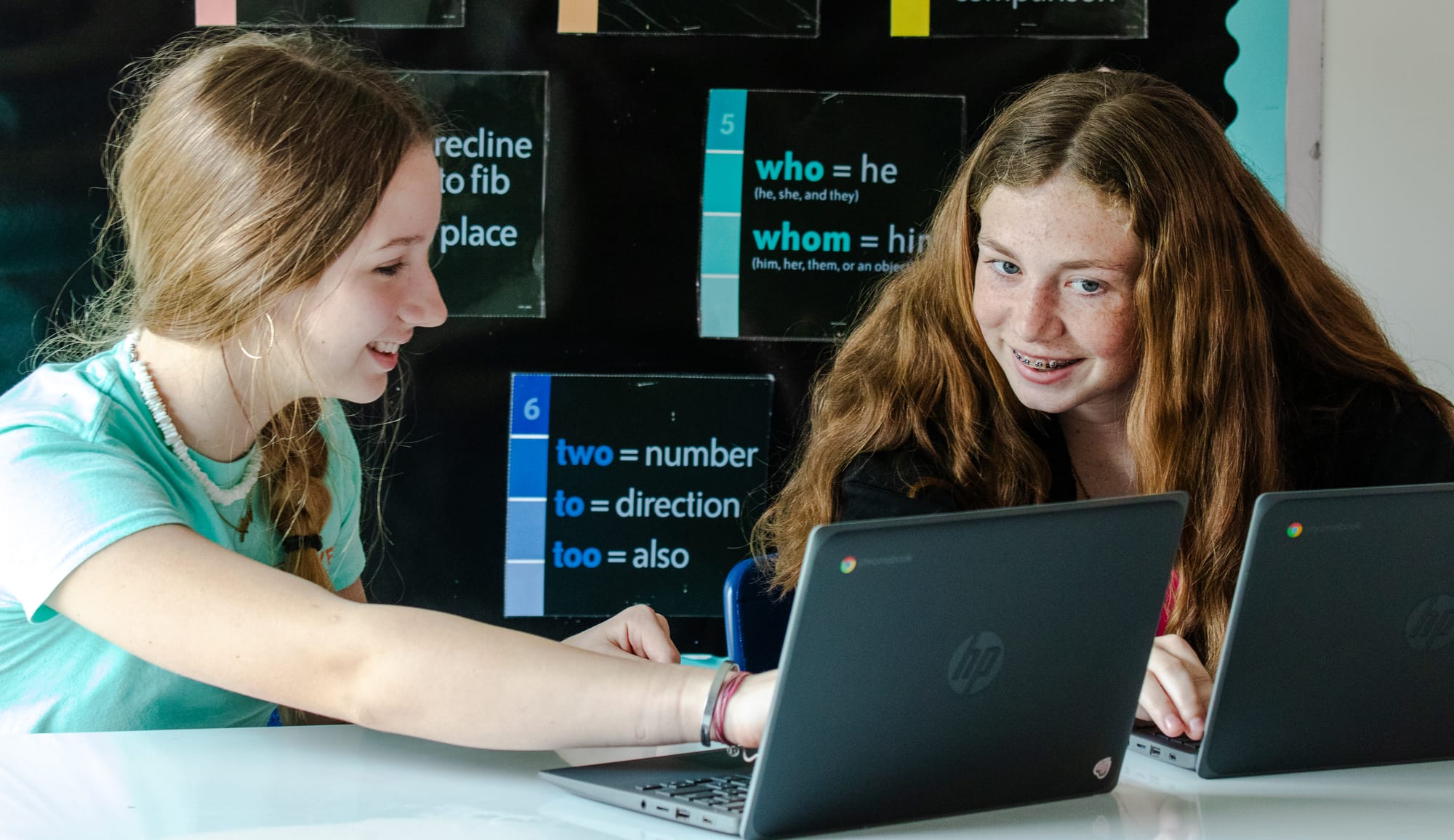 Two high school students in a CommonLit classroom