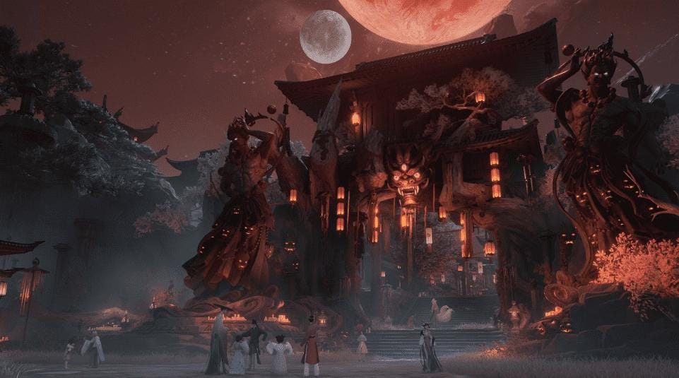 A supernatural Chinese fantasy marketplace environment from the RPG 七界梦谭.