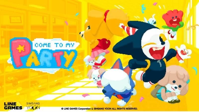 Pixel-art promotional image for Come to My Party!, a dark comedy visual novel set in 1999 South Korea.