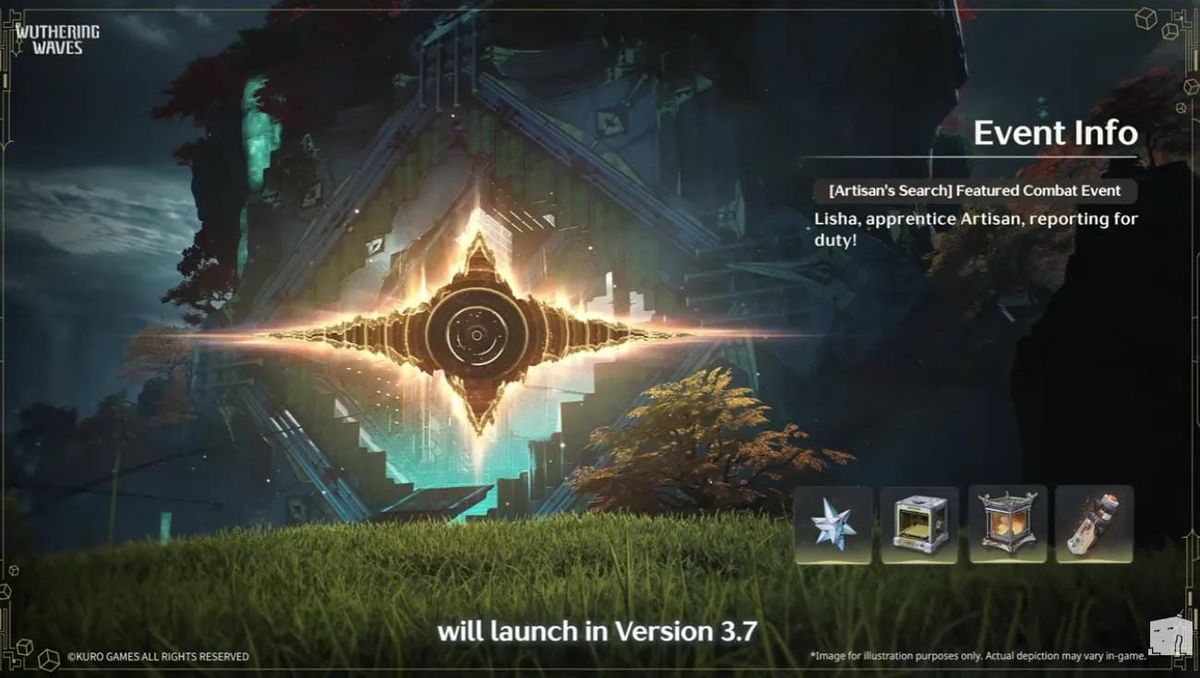 Promotional banner for the Artisan's Search combat event in Wuthering Waves Version 3.7.