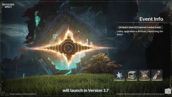 Promotional banner for the Artisan's Search combat event in Wuthering Waves Version 3.7.