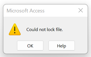 Error message, "Could not lock file."