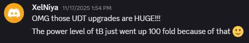OMG those UDT upgrades are HUGE!!! The power level of tB just went up 100 fold because of that