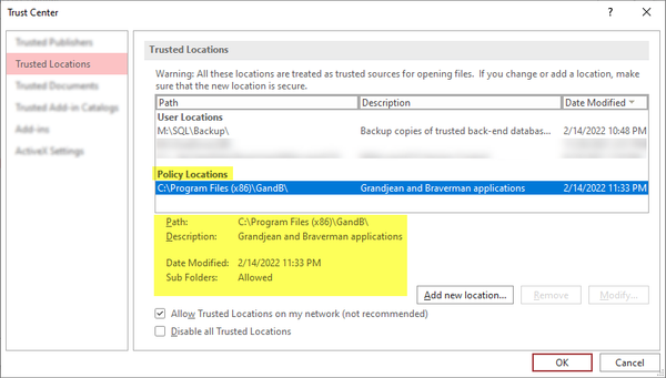 Adding a Machine-Wide Trusted Location in MS Access