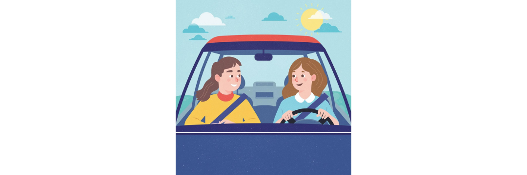 Elève au volant pendant une leçon de conduite