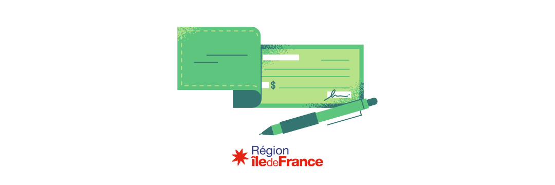 Un chéquier + logo région ile de france