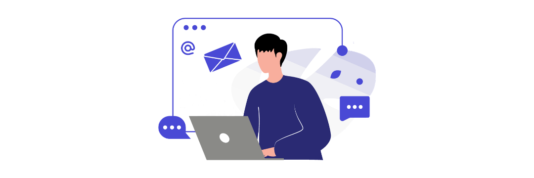 Homme sur son ordinateur envoyant des mails - VTP