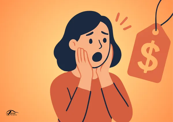 Femme choquée devant un prix