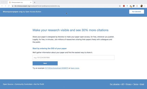 With Shareyourpaper.org it’s easy to make your paper Open Access, for free!