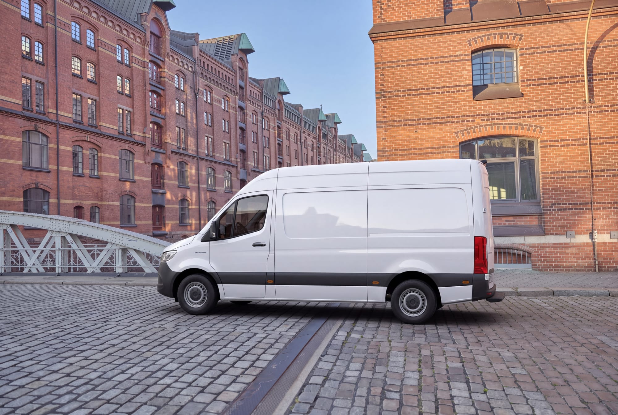 Mercedes-Benz Sprinter placed in the Speicherstadt, summer