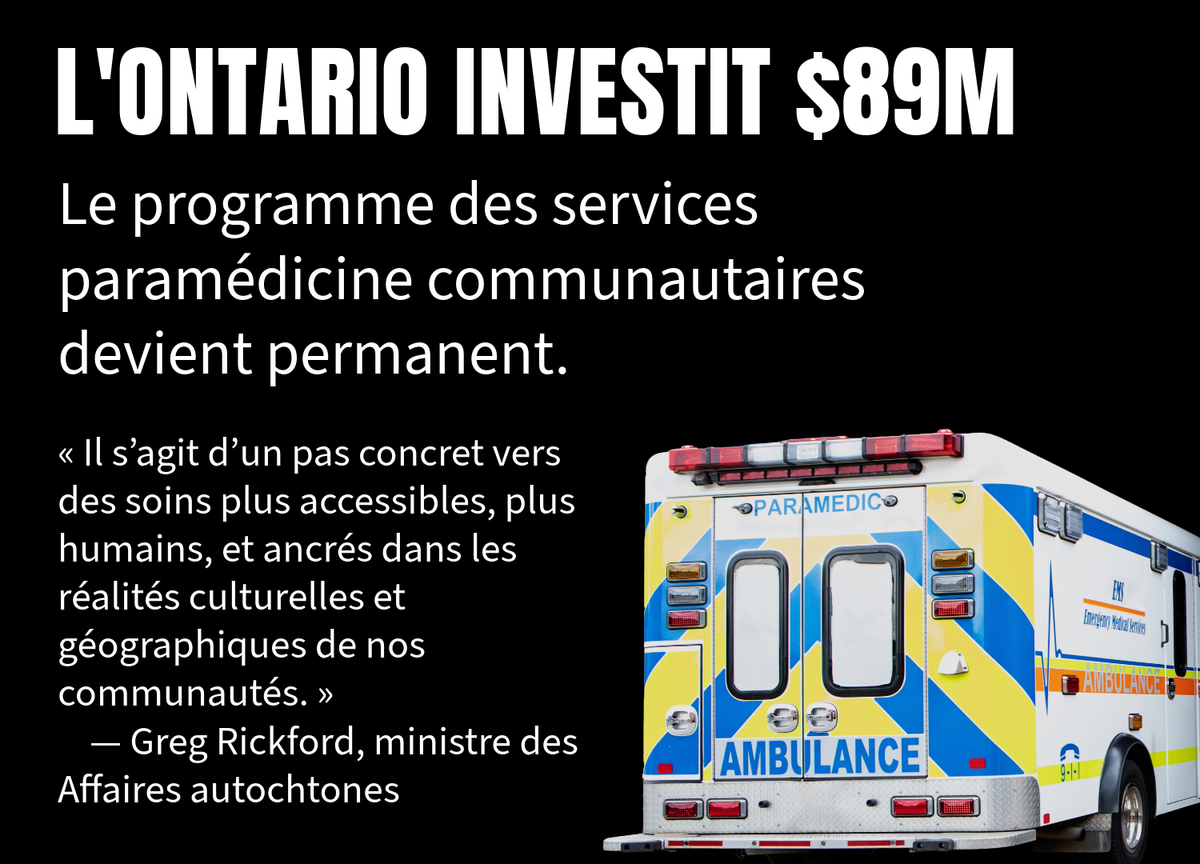 L’Ontario investit 89 M$ pour élargir les services paramédicine communautaires