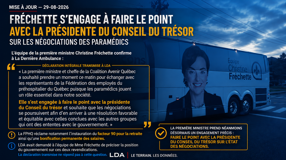 Campagne 2026 | Fréchette s'engage à intervenir dans les négociations des paramédics