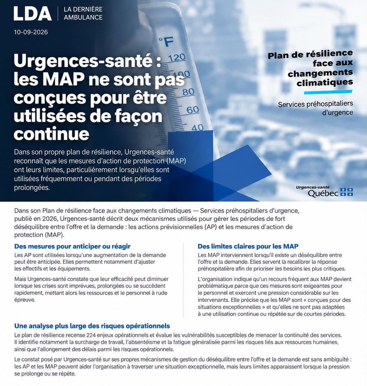 Urgences-santé le dit elle-même : l’exception ne peut pas devenir la routine