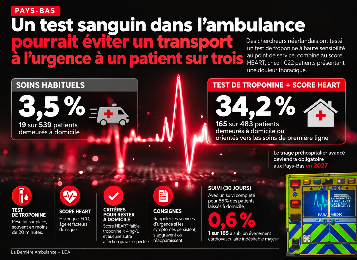 Un test sanguin dans l’ambulance pourrait éviter l’urgence à un patient sur trois