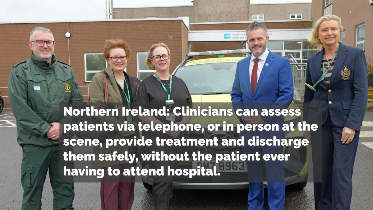 Northern Ireland: Nearly 64,000 ambulance incidents handled without transport to hospital