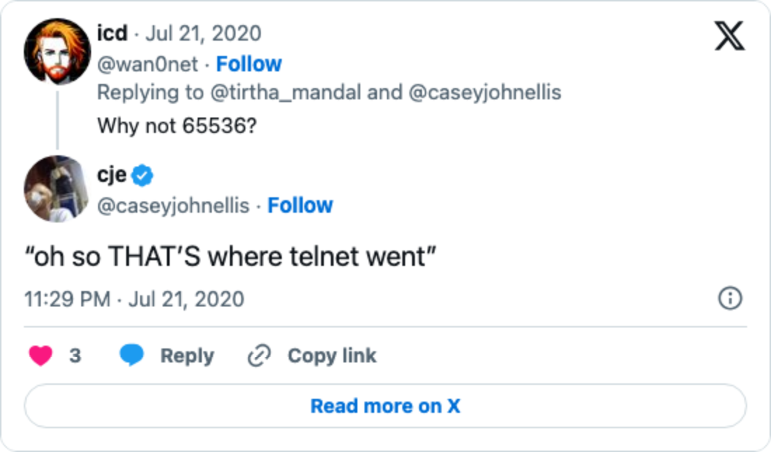 cje reply: oh so THAT'S where telnet went