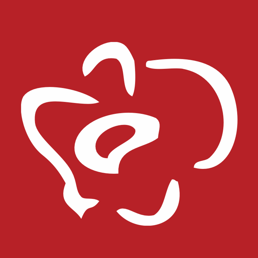 The Tall Poppy Group mark: a white brush-drawn poppy, petals rendered as loose calligraphic strokes around an open centre, on a deep red square.