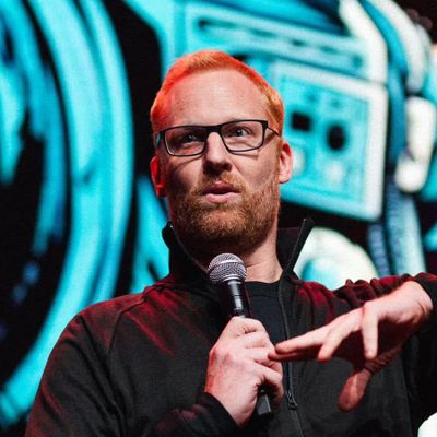 Casey Ellis speaking on stage