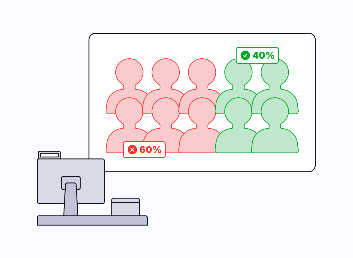 좌측 하단에 포스기 일러스트가 그려져 있고, 포스기 우측 상단에 정확도 40%를 강조하는 일러스트가 놓여 있다.