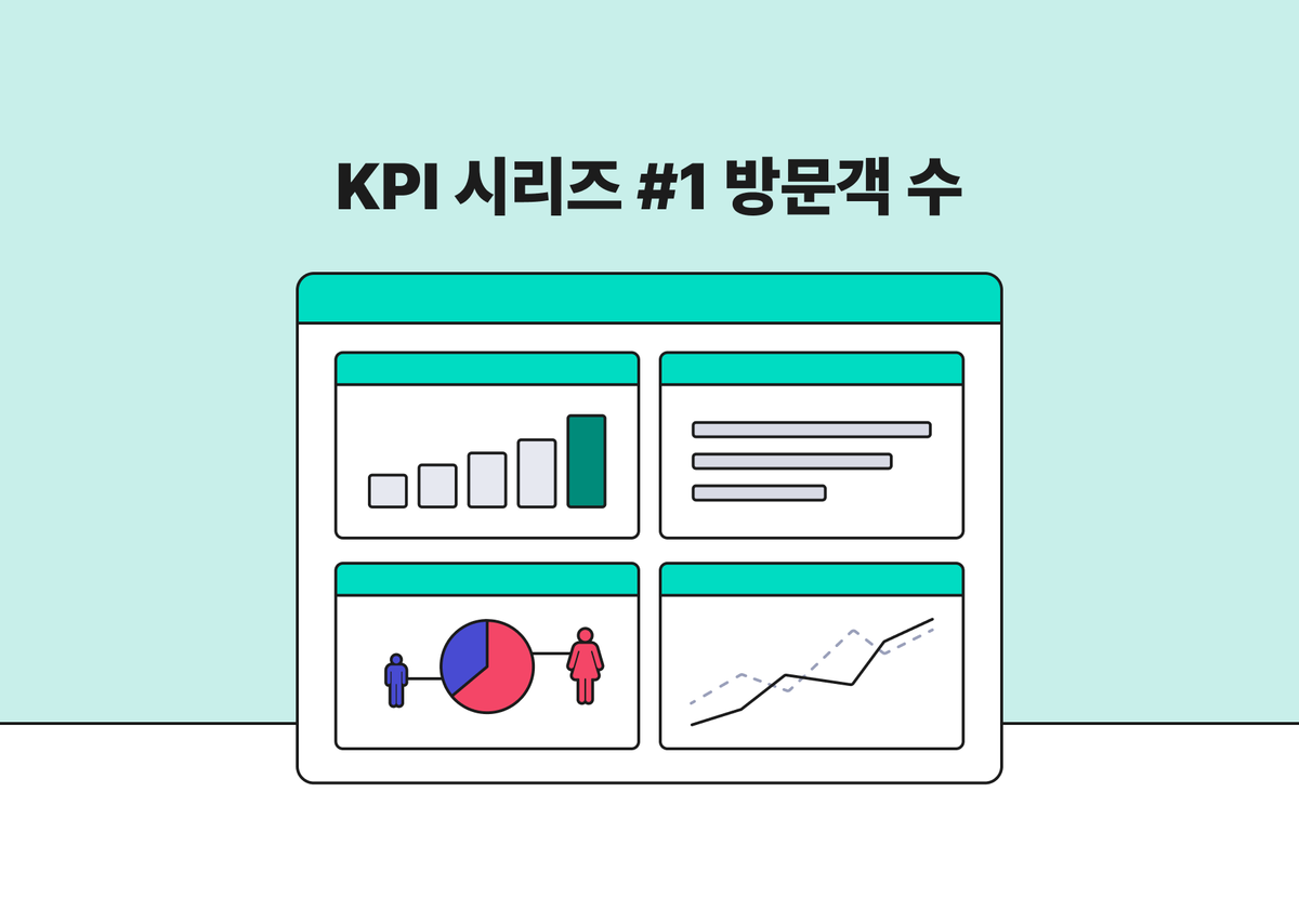 방문객 수 관련 데이터 위젯을 확인할 수 있는 대시보드 이미지. 이미지 상단에는 'KPI 시리즈 #1 방문객 수'라고 적혀 있다.