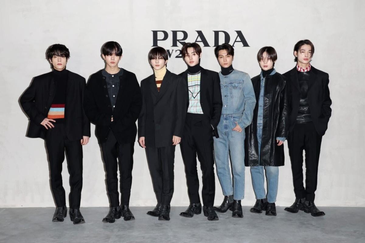 Enhypen at Prada FW 2023 menswear show Milan Fashion Week