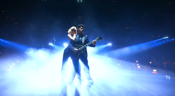 Rosé and Bruno Mars opening the 2025 Grammys