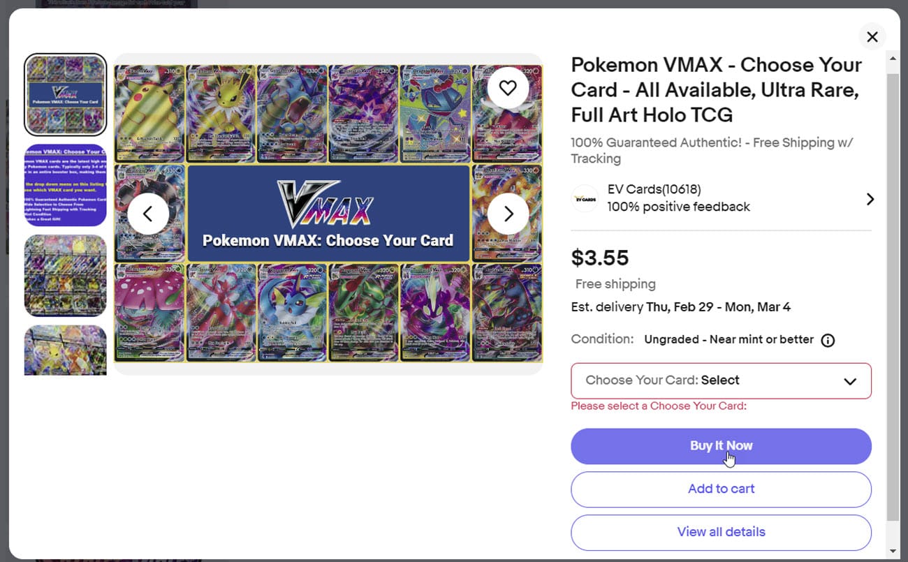 eBay Quick View Pop Up