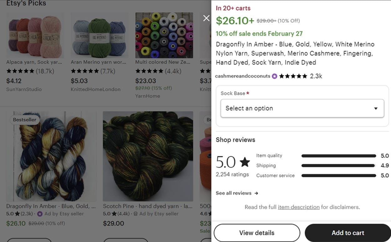 Etsy Quick View Pop Up