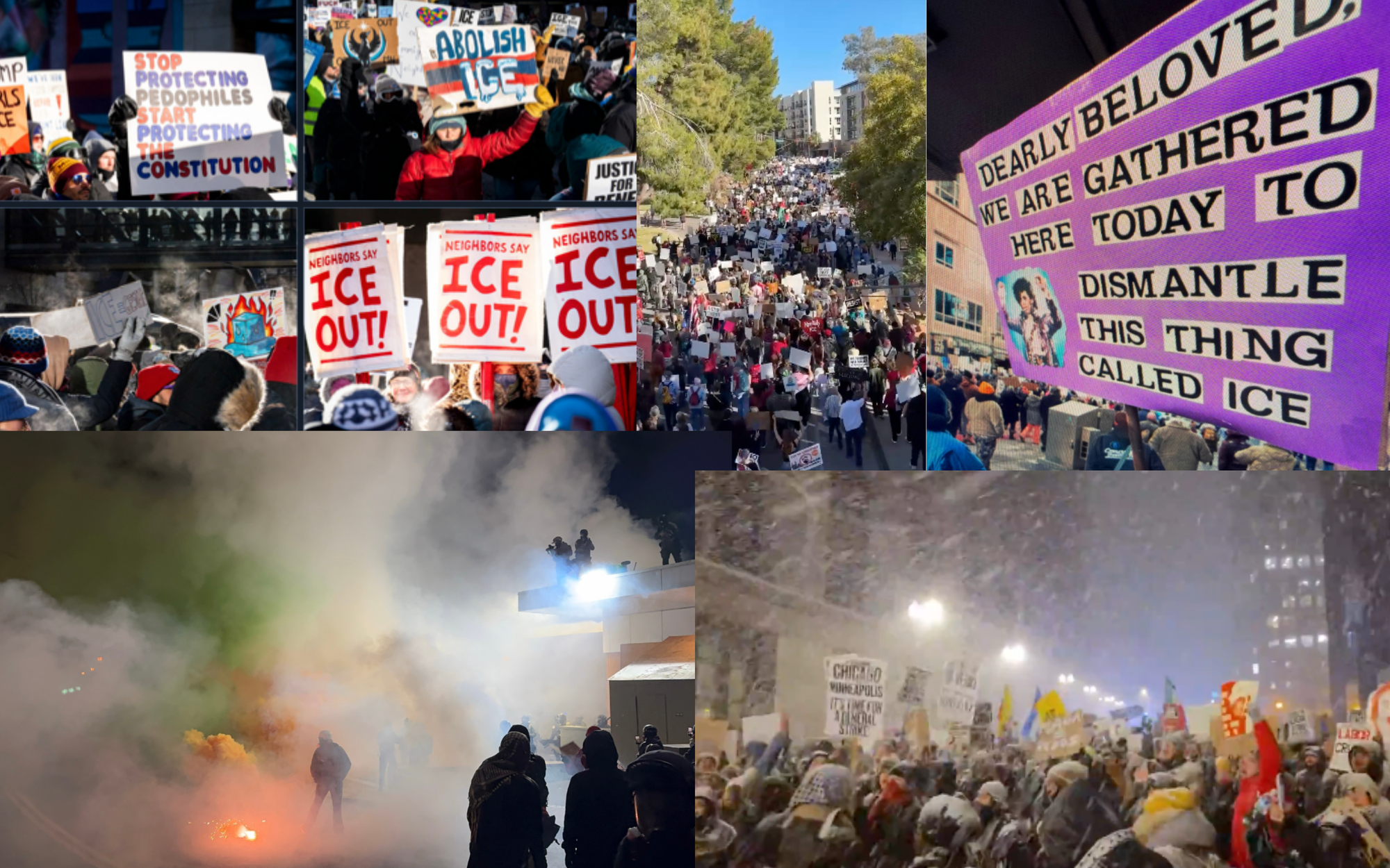 Screengrabs of different ICE OUT movements across the U.S.