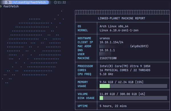 Linked-Planetify dein Terminal mit fastfetch