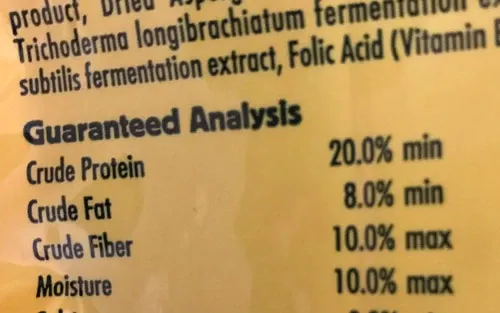 guaranteed analysis dog food