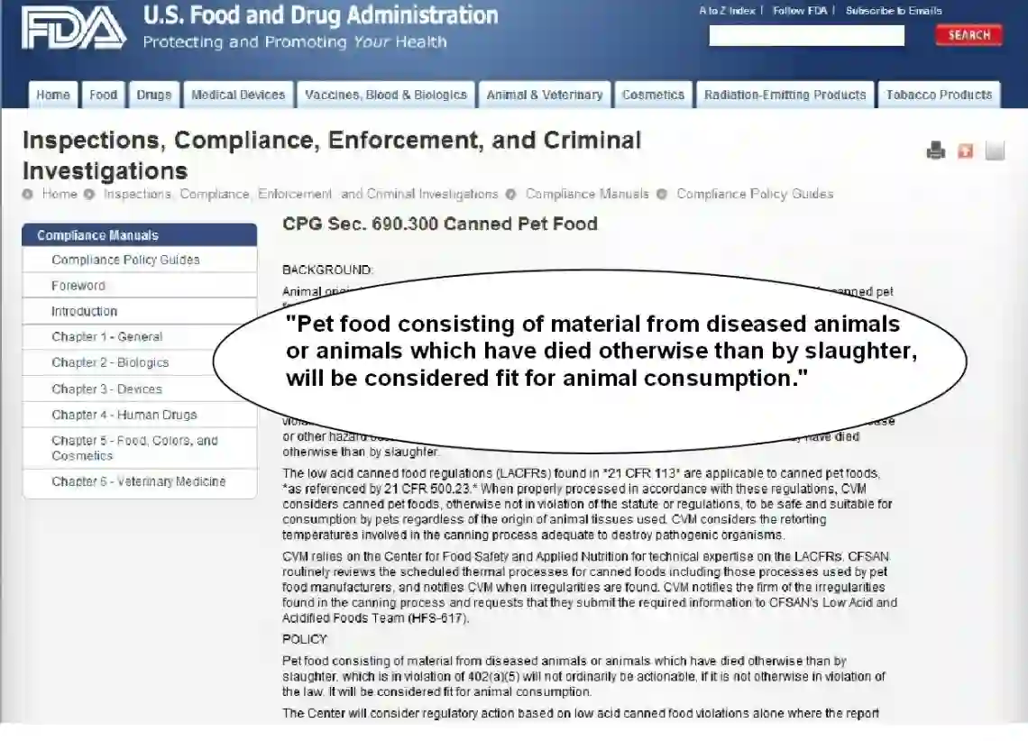 diseased animals in pet food