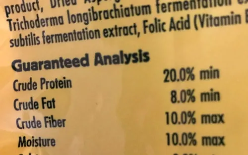 guaranteed analysis dog food