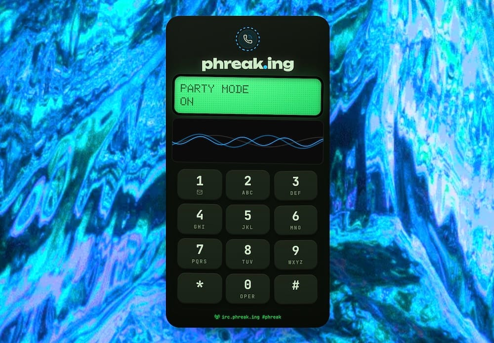 a screenshot of the phreak.ing phone that when you type in *#06# for the IMEI actually switches on "party mode," which changes the background.