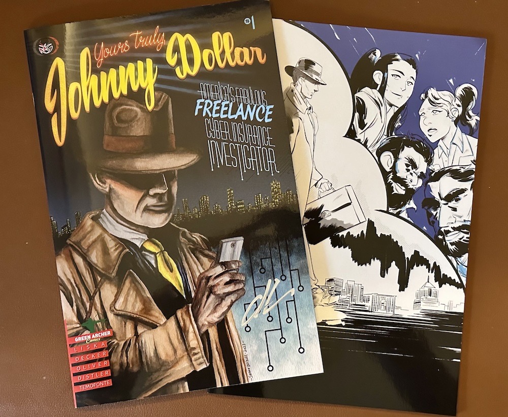A photo of the front covers of Yours Truly, Johnny Dollar