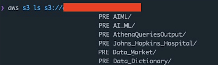 A screenshot listing the contents of an S3 bucket using Infosys' AWS keys exposed on GitHub. showing AWS key permissions