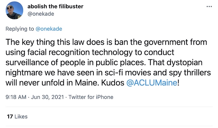 Kade Crockford: The key thing this law does is ban the government from using facial recognition technology to conduct surveillance of people in public places.