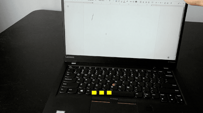 An animated GIF of a laptop lid repeatedly opening and closing to the dots and dashes of morse code that spells out the word, "Spicy"