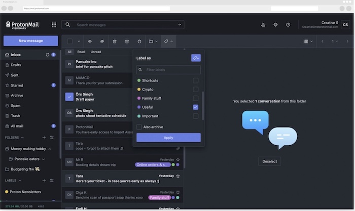 Protonmail's new user interface, and it also comes with new features.