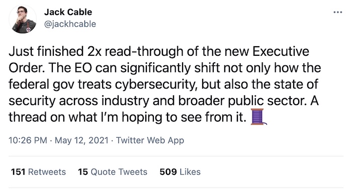 This tweet thread explains the Biden cybersecurity executive order very well. Follow the link.
