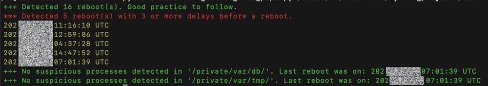 A screenshot from the command line showing an output from the shutdown script analyzer developed by Kaspersky.