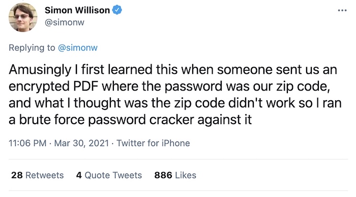 Simon's house has two ZIP codes. His tweet explains more. Follow the link.