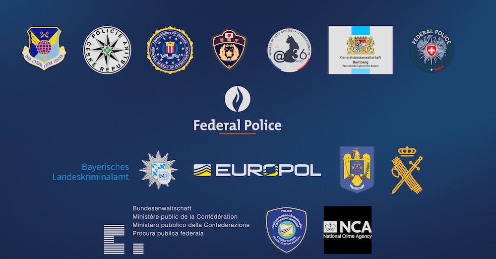 A website seizure notice for the 8Base ransomware gang's website, featuring logos of various international law enforcement agencies, including Germany, the FBI, the U.K. and Europol.